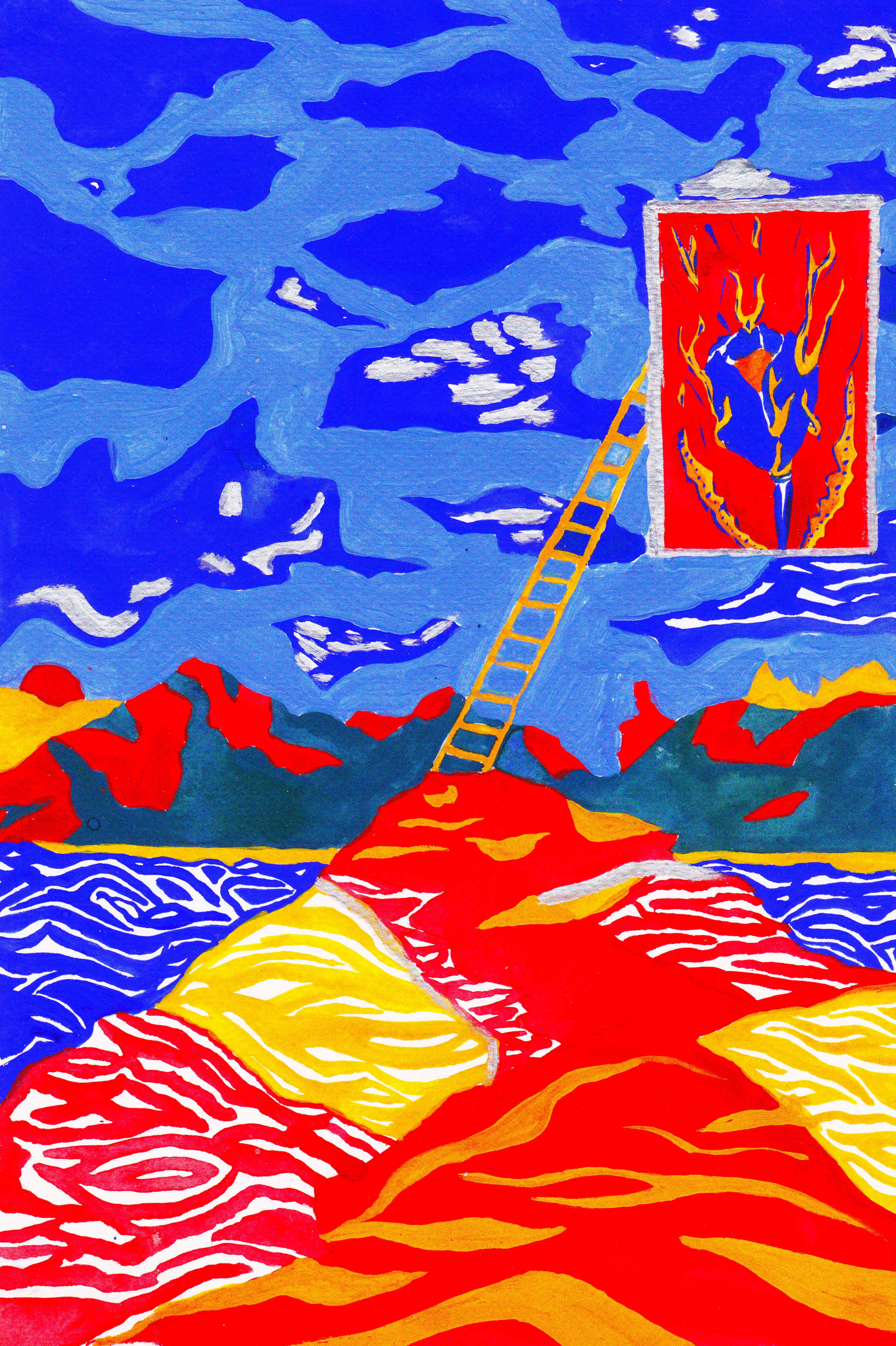 Escalader les montagnes, peinture à la gouache, 21 x 29,7 cm